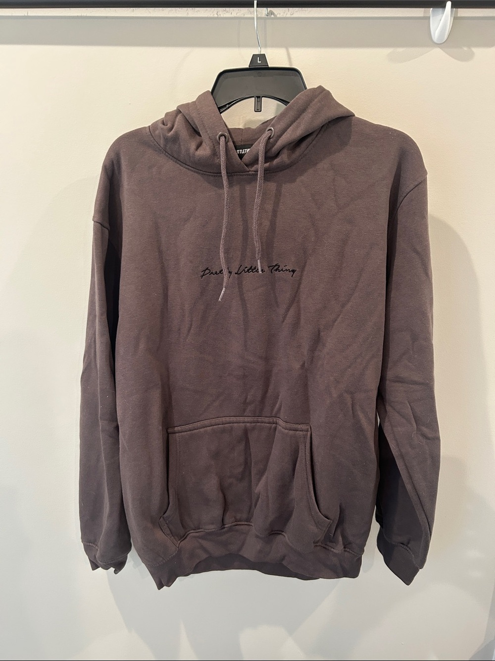PrettyLittleThing Men's Brown Hoodie with Script Logo